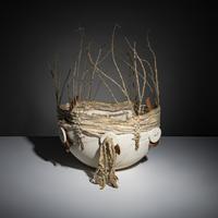 Pottery Bowl with Basketry Rim