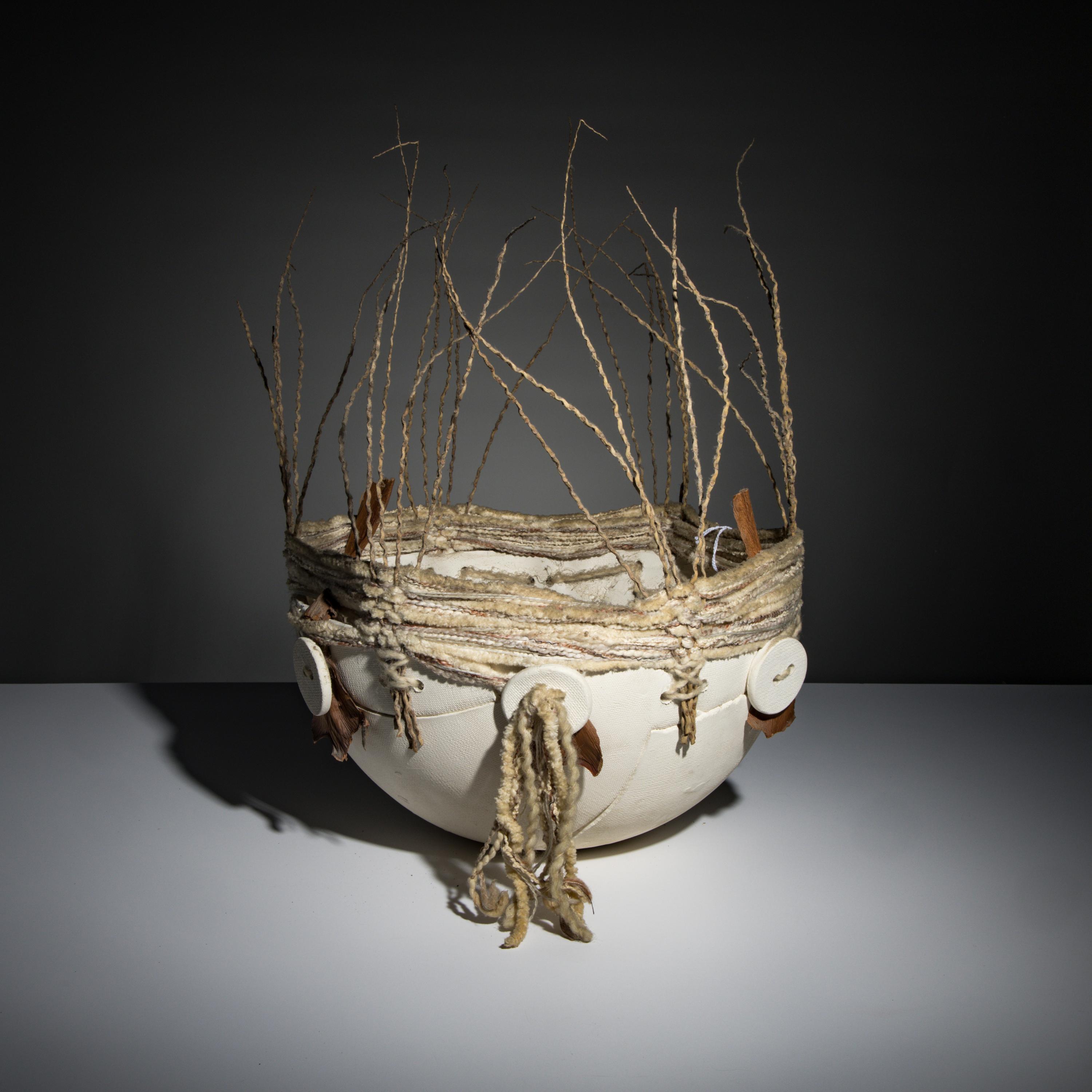 Pottery Bowl with Basketry Rim