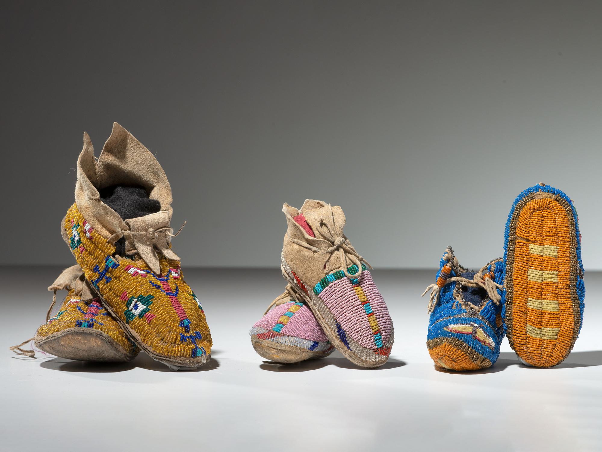 Plains Children's Beaded Hide Moccasins