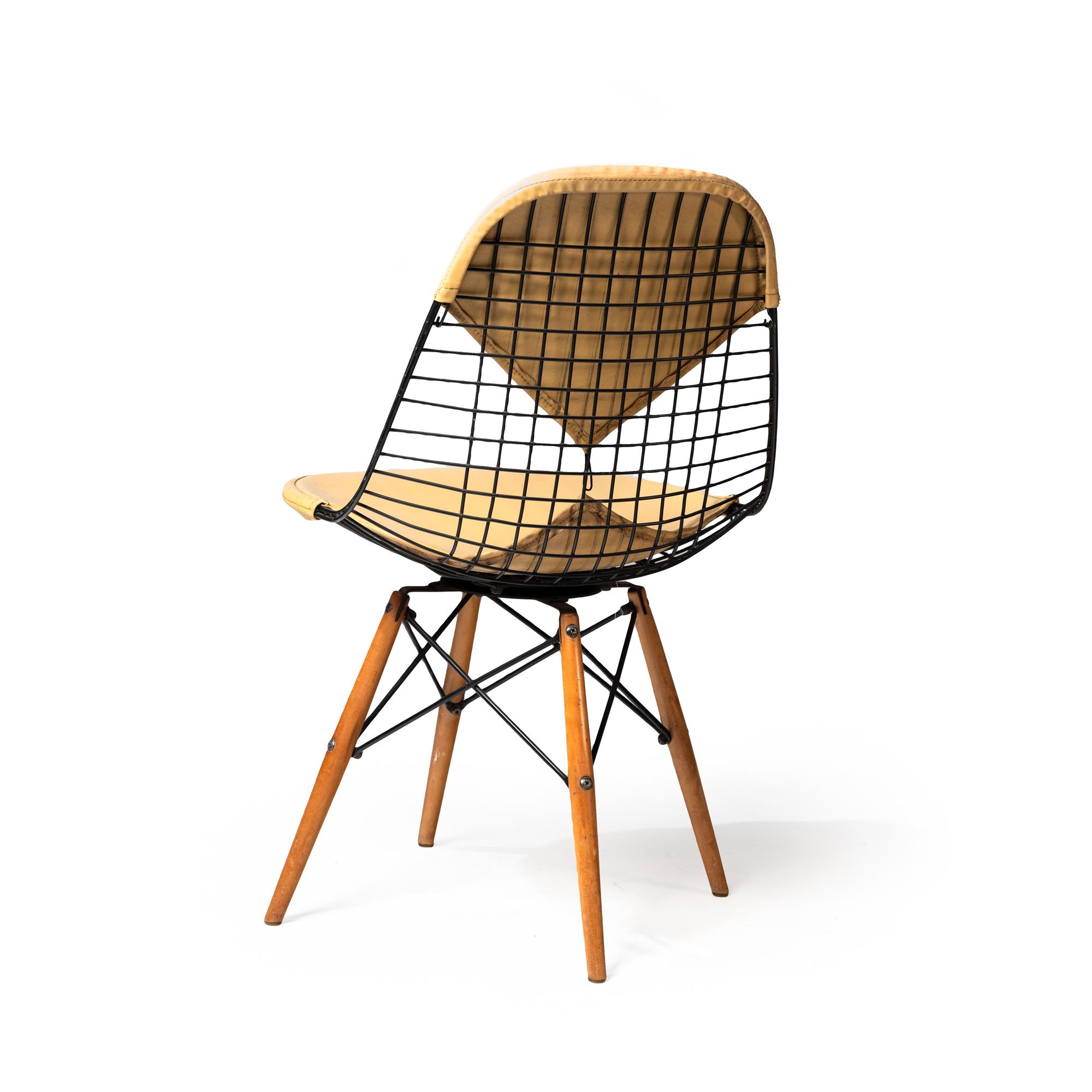 A Vintage Eames PKW Dowel Leg Swivel Bikini Chair for Herman Miller