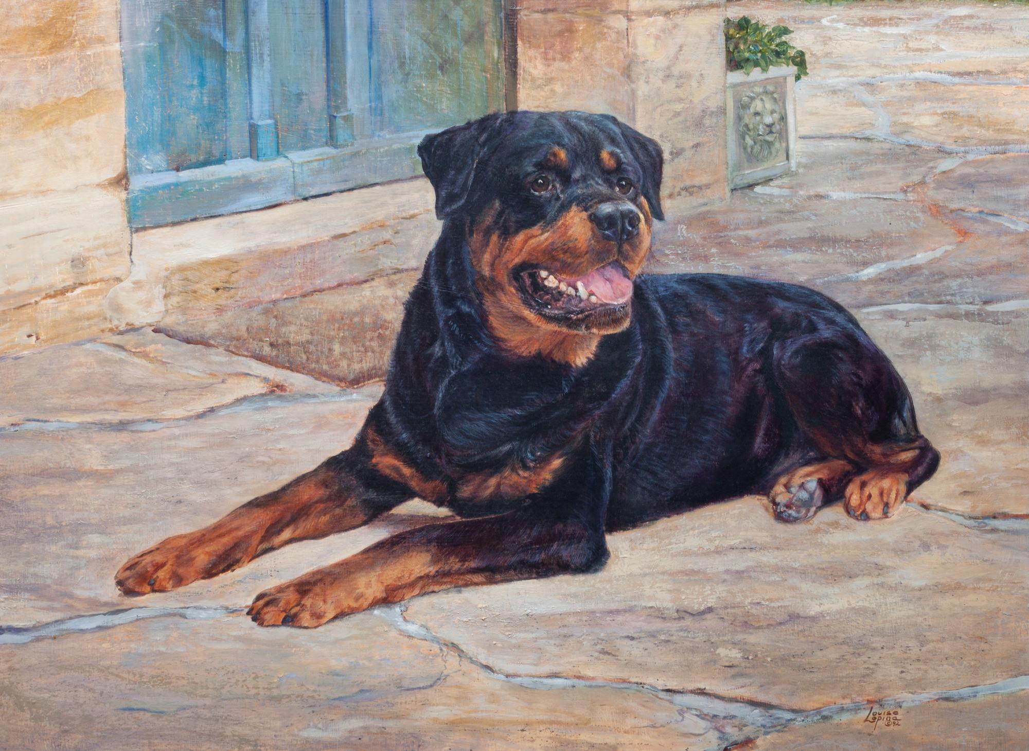 Three Rottweiler Paintings, , comprising Katherine Grove Sailer Anna Danzer Tilghman and Her Rottweiler, 1984 oil on canvas; Katherine