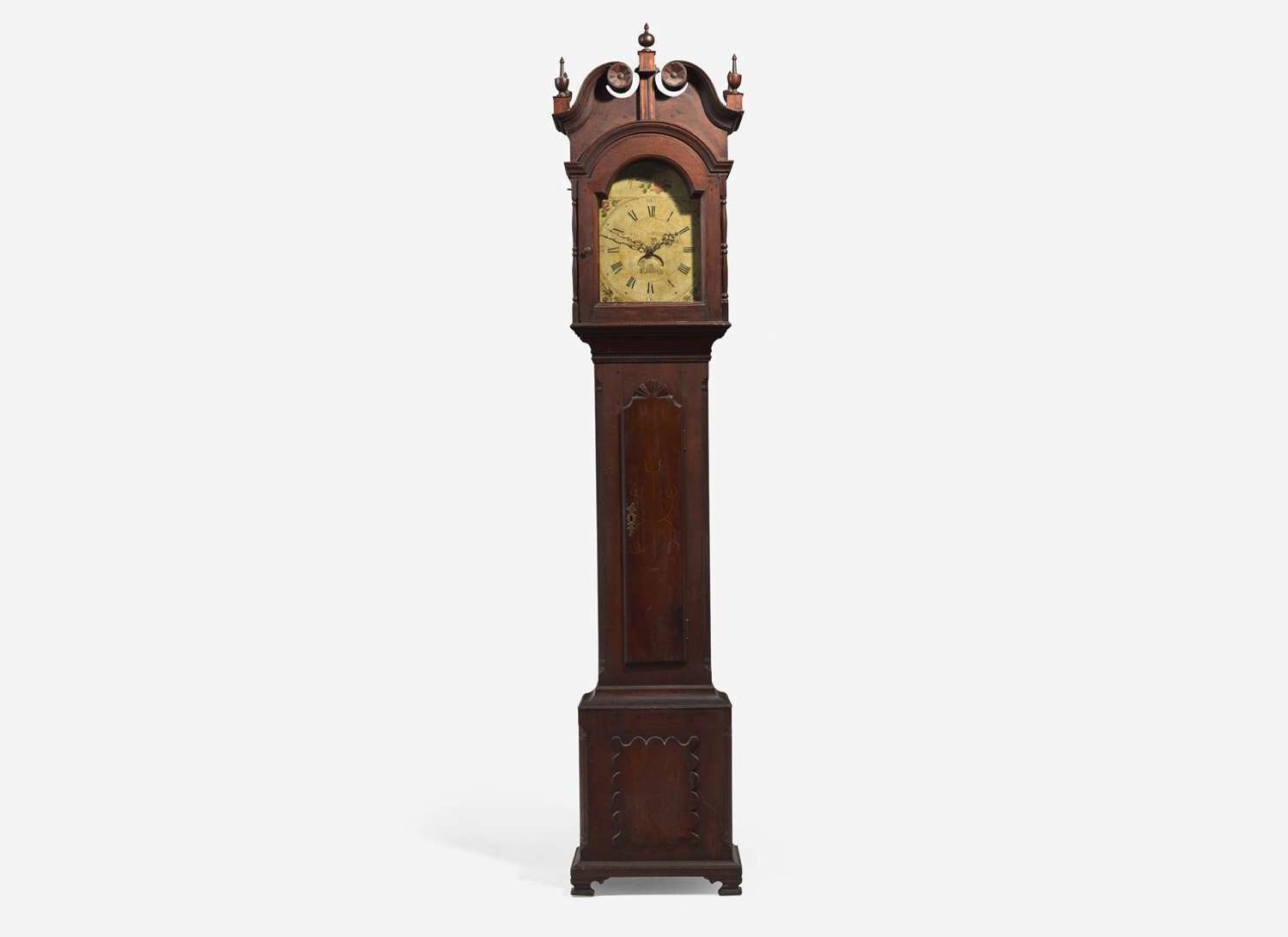 A Chippendale carved and inlaid walnut tall case clock, works by Samuel Breneisen (1772-1837), Reading, PA, late 18th century