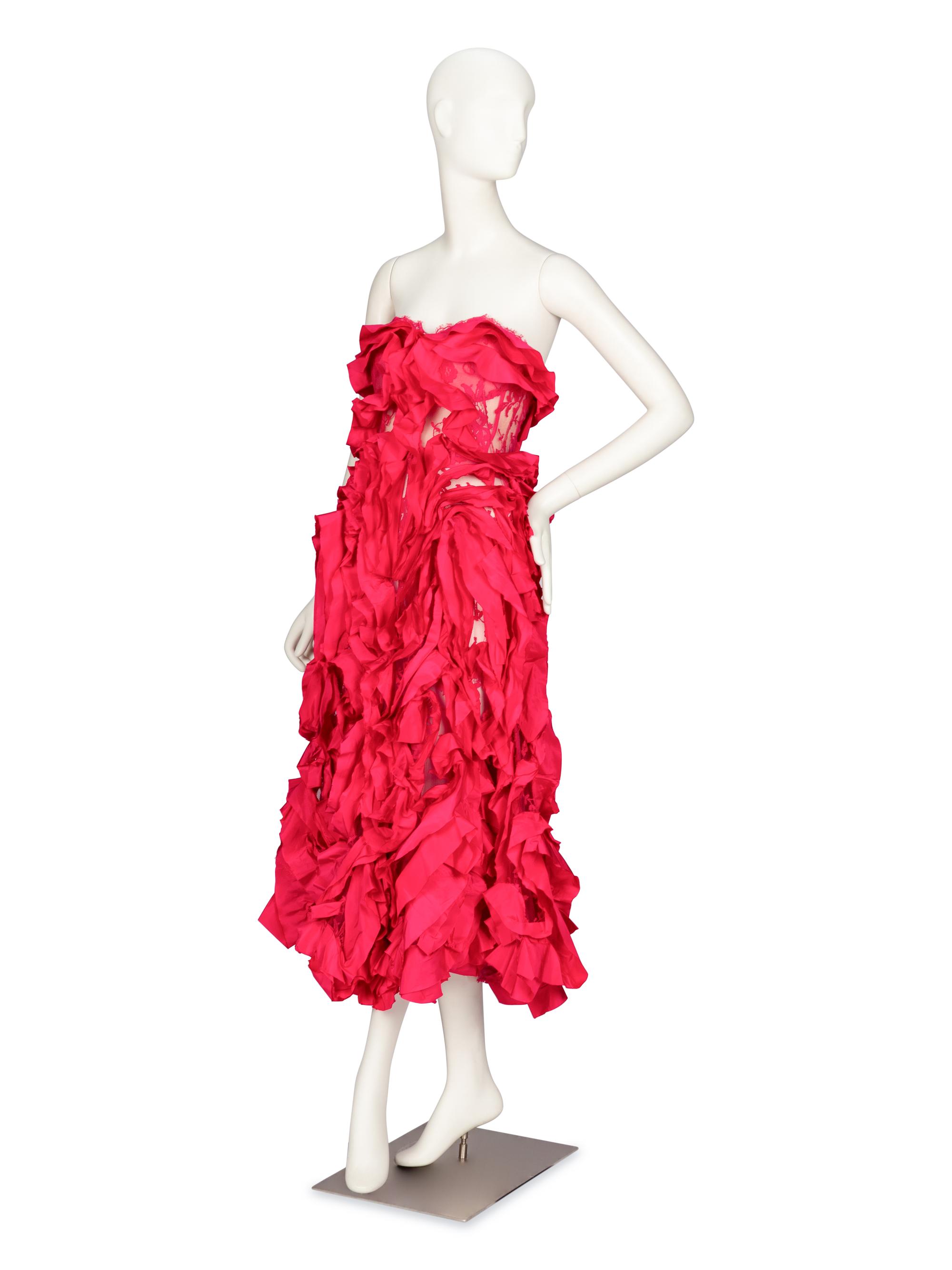 ALEXANDER MCQUEEN, TAFFETA RUFFLE DRESS