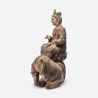 A large carved and polychromed wood figure of the Bodhisattva Puxian 木雕普贤菩萨坐像 Ming Dynasty or later ????