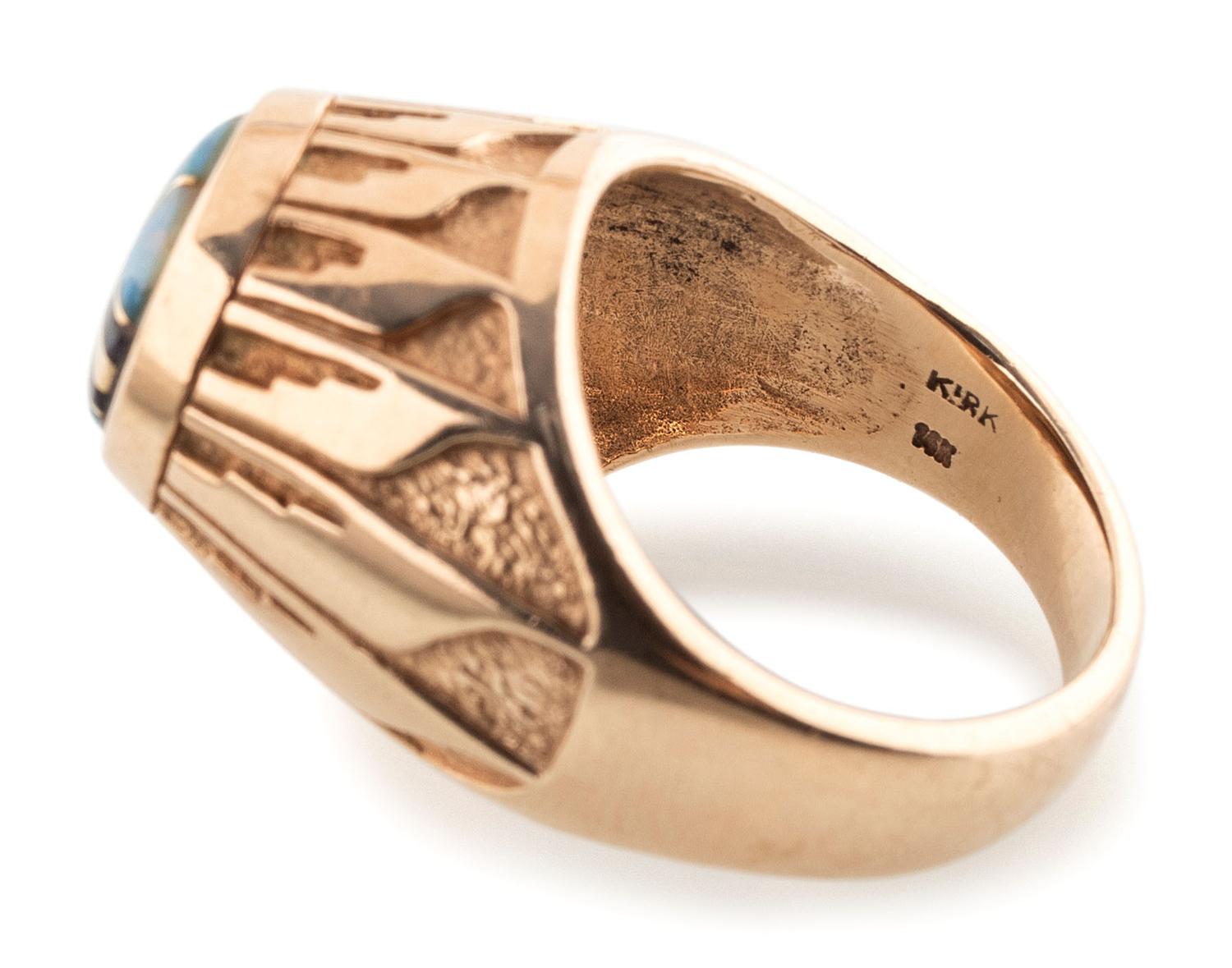 14K Gold Sunface Ring, with Opal and Sugilite Channel Inlay