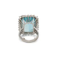AQUAMARINE AND DIAMOND RING