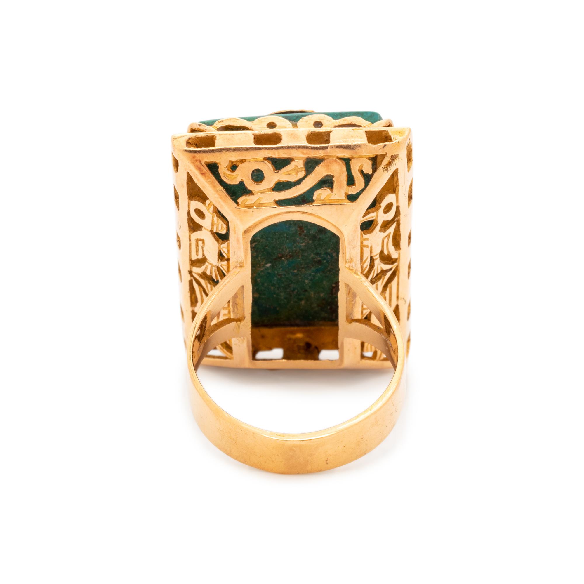 YELLOW GOLD AND CHRYSOCOLLA RING