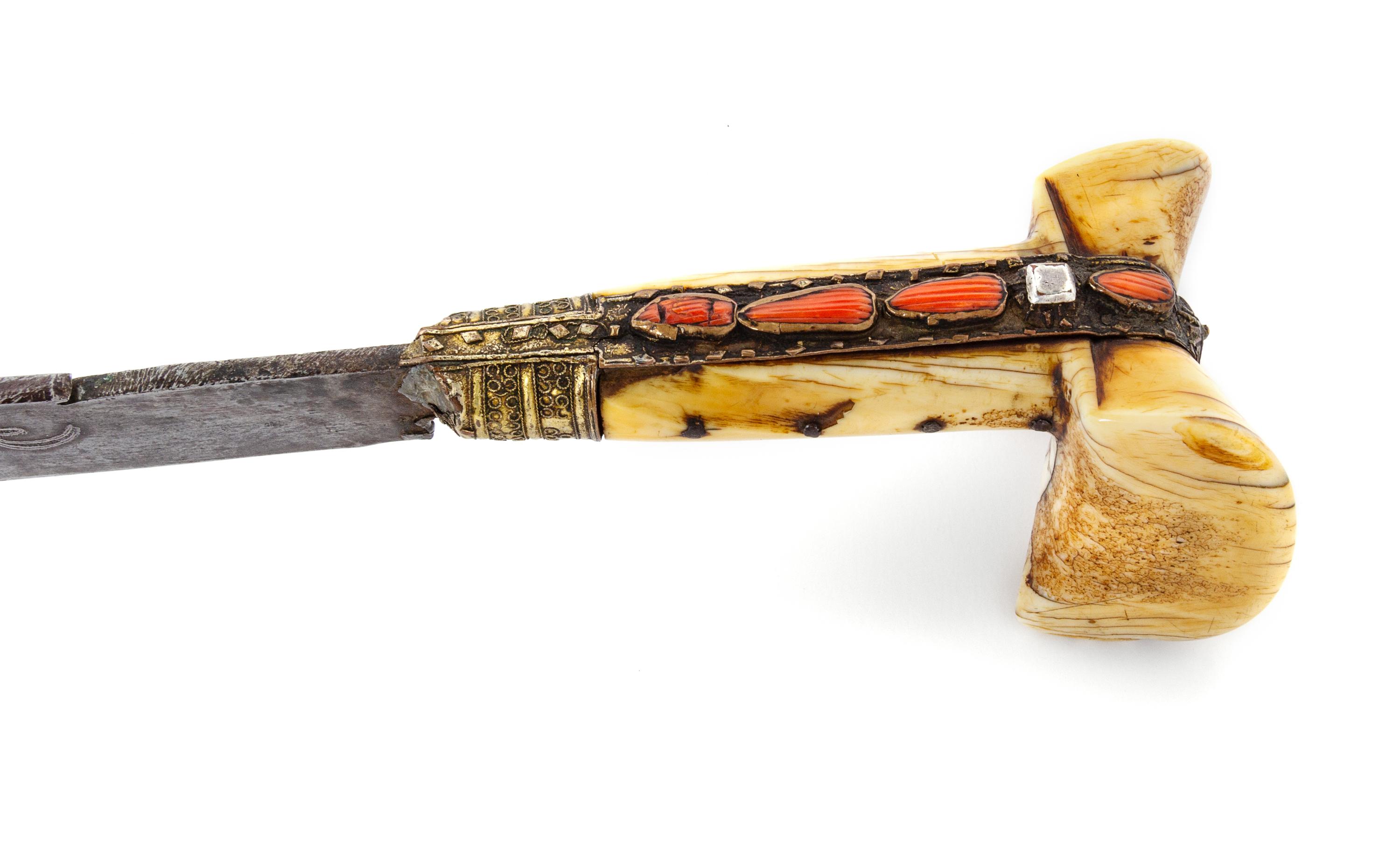 A Turkish Silver-Gilt Yataghan Sword