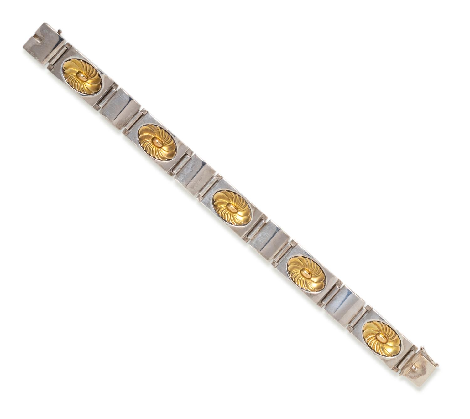 GEORG JENSEN, HENRY PILSTRUP, STERLING SILVER AND YELLOW GOLD BRACELET