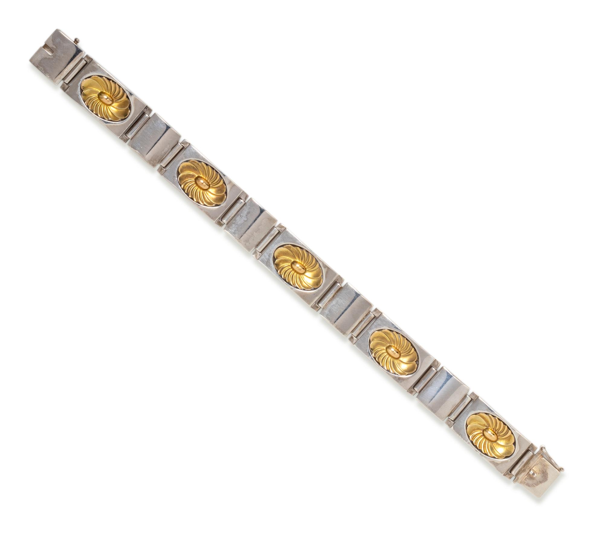 GEORG JENSEN, HENRY PILSTRUP, STERLING SILVER AND YELLOW GOLD BRACELET