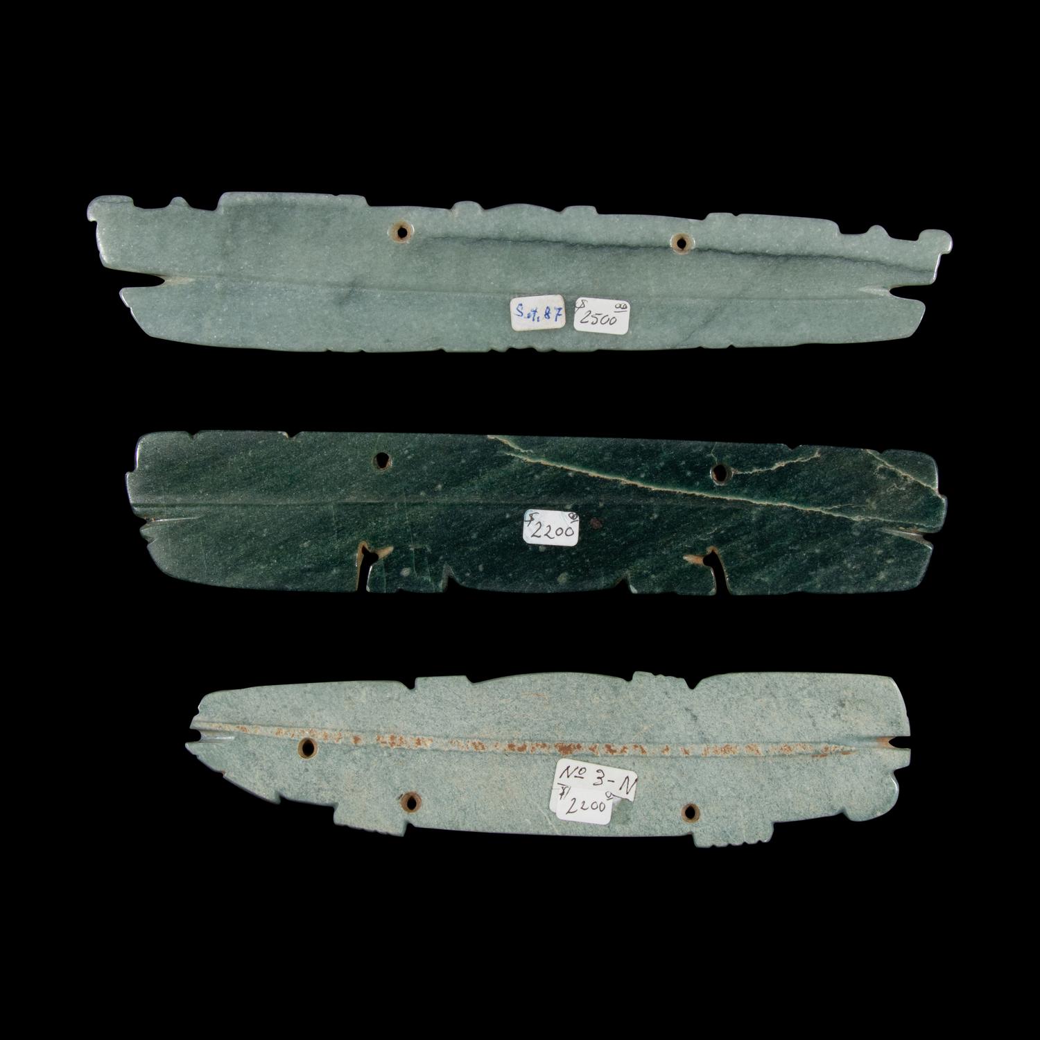 Three Costa Rican Jade Bar Pendants