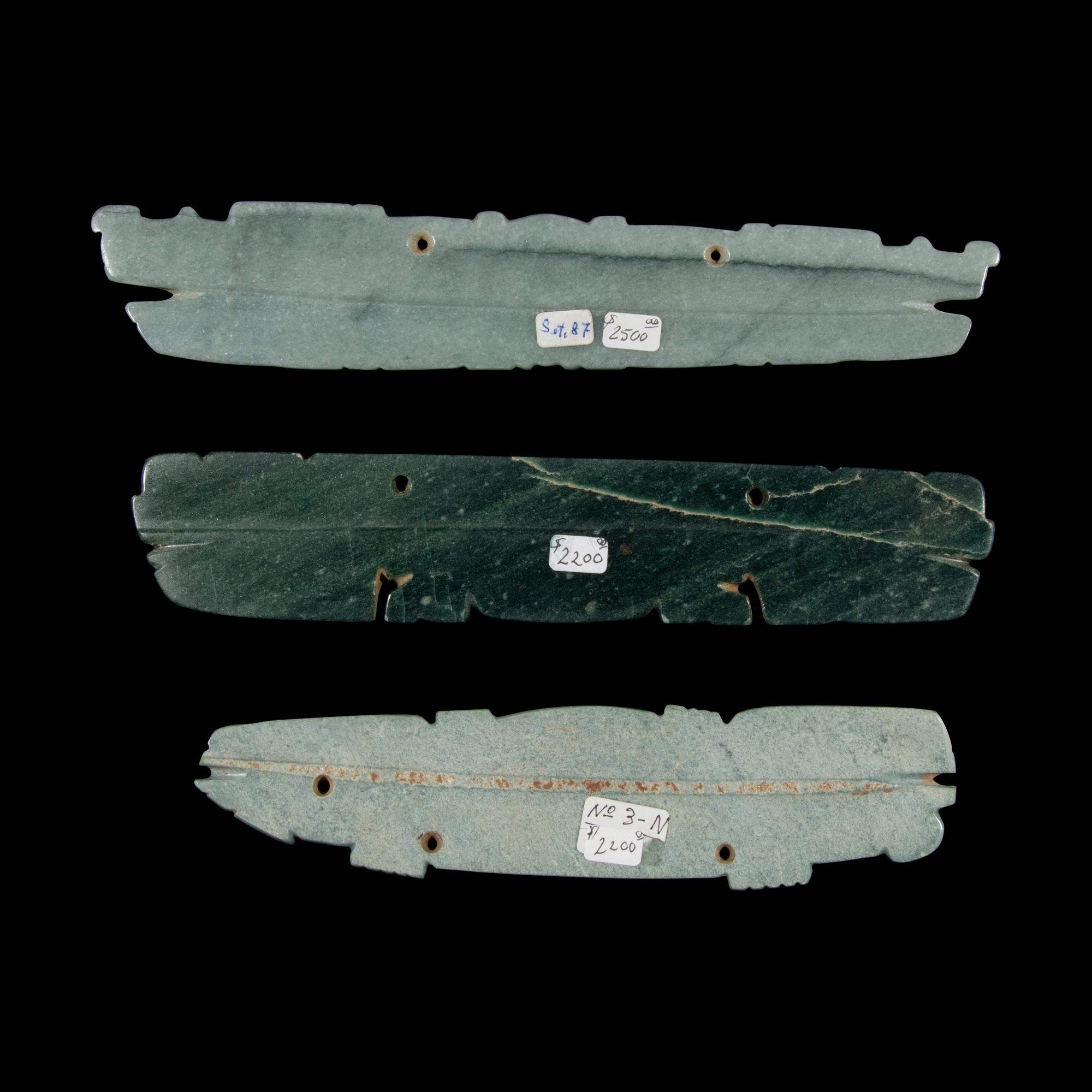 Three Costa Rican Jade Bar Pendants