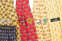Collection of Five Ties: Four Hermès, One Salvatore Ferragamo, and One Hermès Handkerchief
