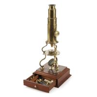 "Edmund Culpeper type" brass and mahogany compound monocular microscope London, England, circa 1780
