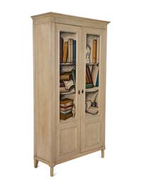 An Italian Painted Armoire with Book Decoration to the Doors