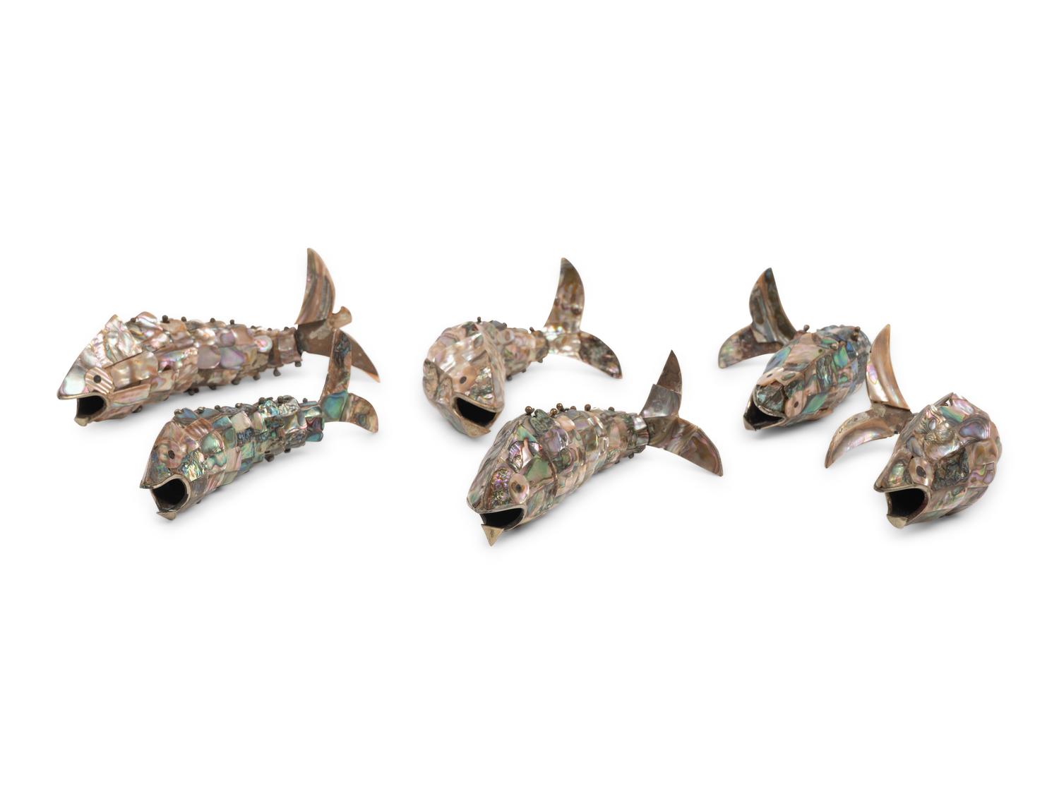 Six Abalone Veneered Reticulated Fish