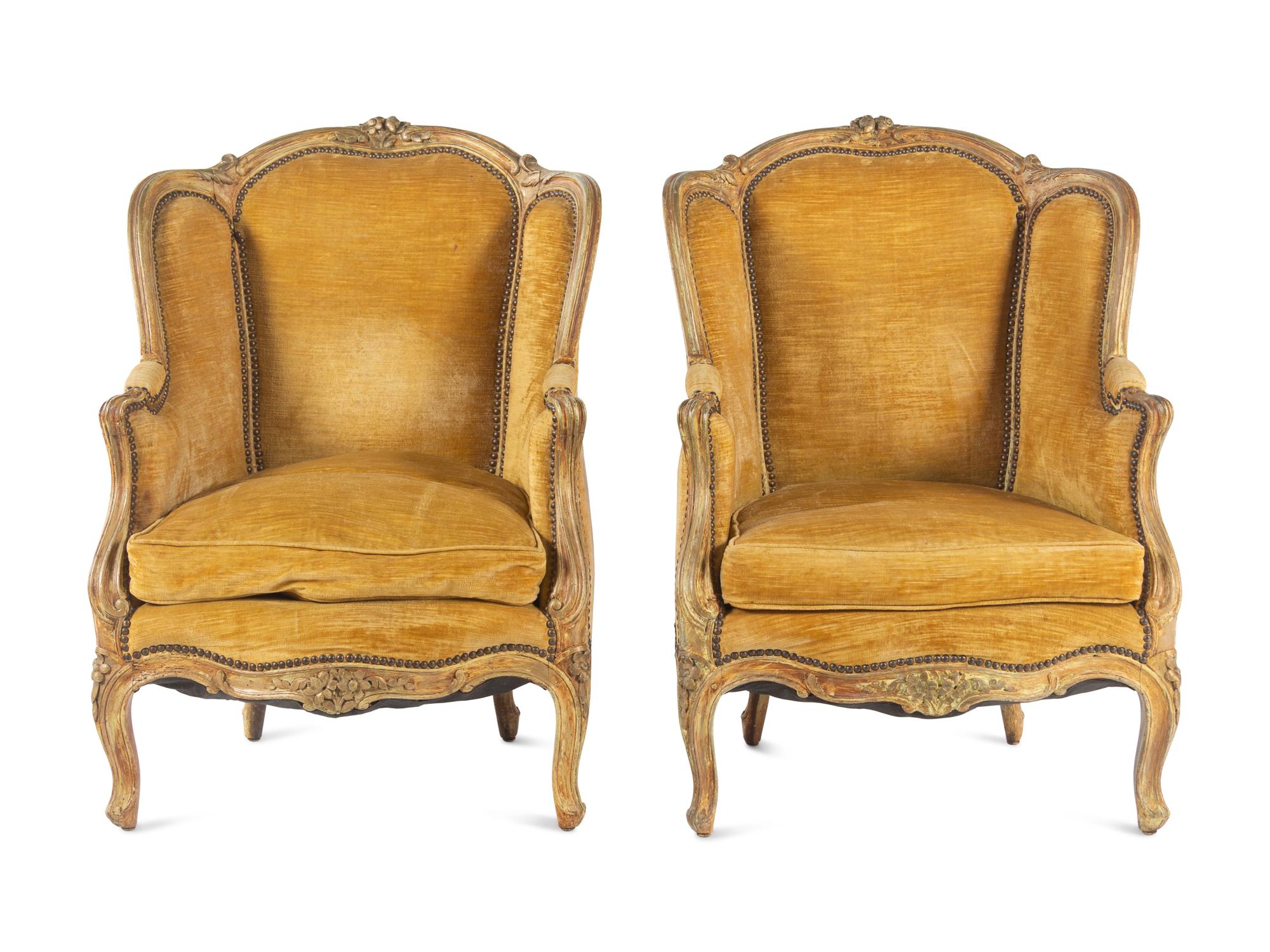 A Pair of Louis XV Painted Bergères