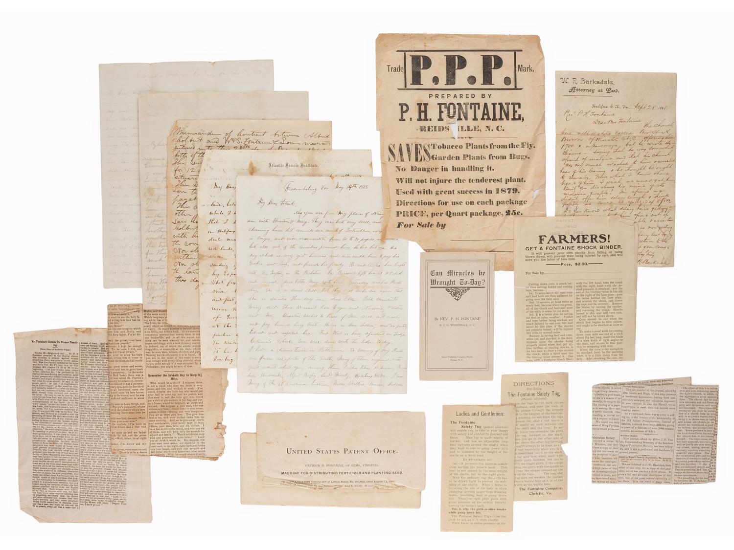 [CIVIL WAR]. Rev. Patrick Henry Fontaine archive, incl. letters, journals, and ephemera.