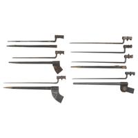 Lot of Seven 19th Century U.S. Socket Bayonets with Five Scabbards, Pre-Civil War to Indian Wars