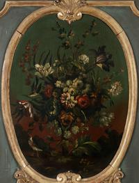 A Louis XV Style Painted and Parcel Gilt Pier Mirror