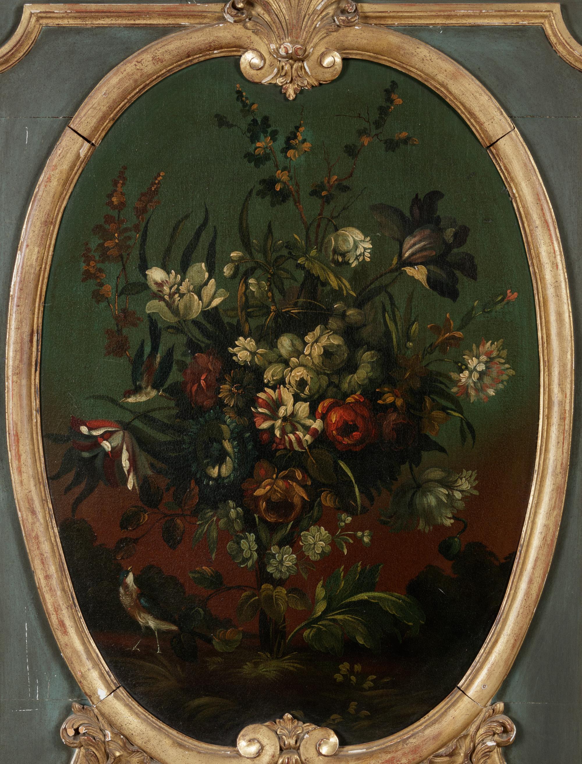 A Louis XV Style Painted and Parcel Gilt Pier Mirror