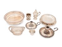 A Group of Nine Silver and Silvered-Metal Table Articles