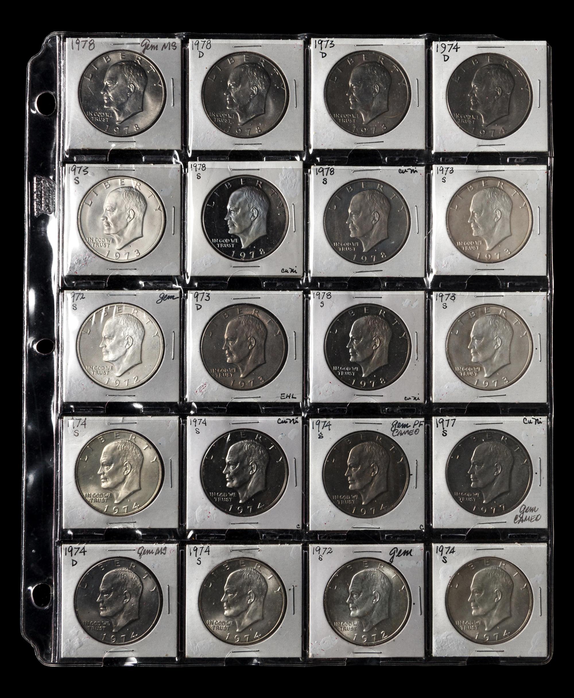 A Group of Forty-Three Eisenhower Proof and Mint $1 Coins