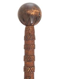 [CIVIL WAR]. GAR folk art carved cane featuring corps badges and patriotic motifs.