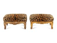 A Near Pair of Louis XV Giltwood Tabourets