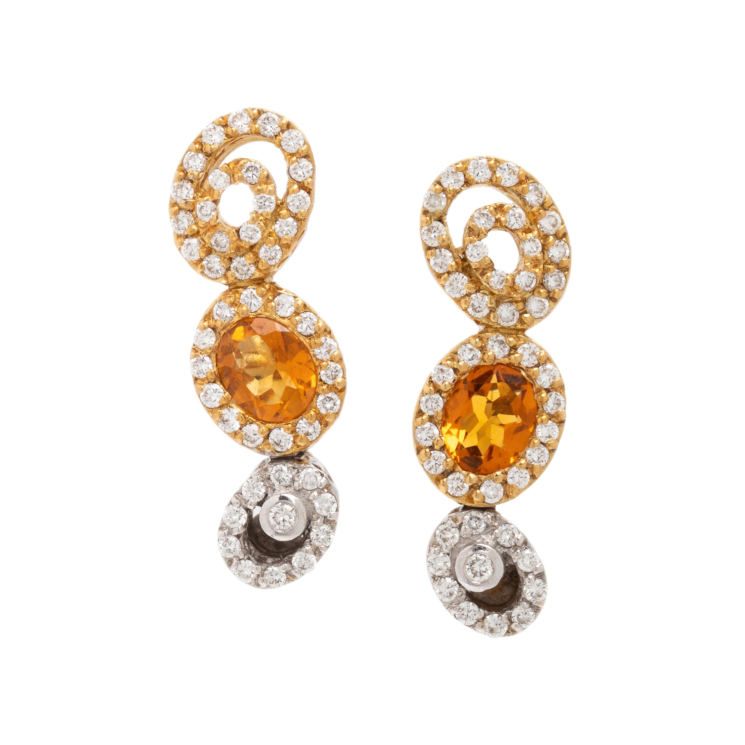 Ponte Vecchio Gioelli, Diamond, Citrine, and Bicolor Gold Earrings