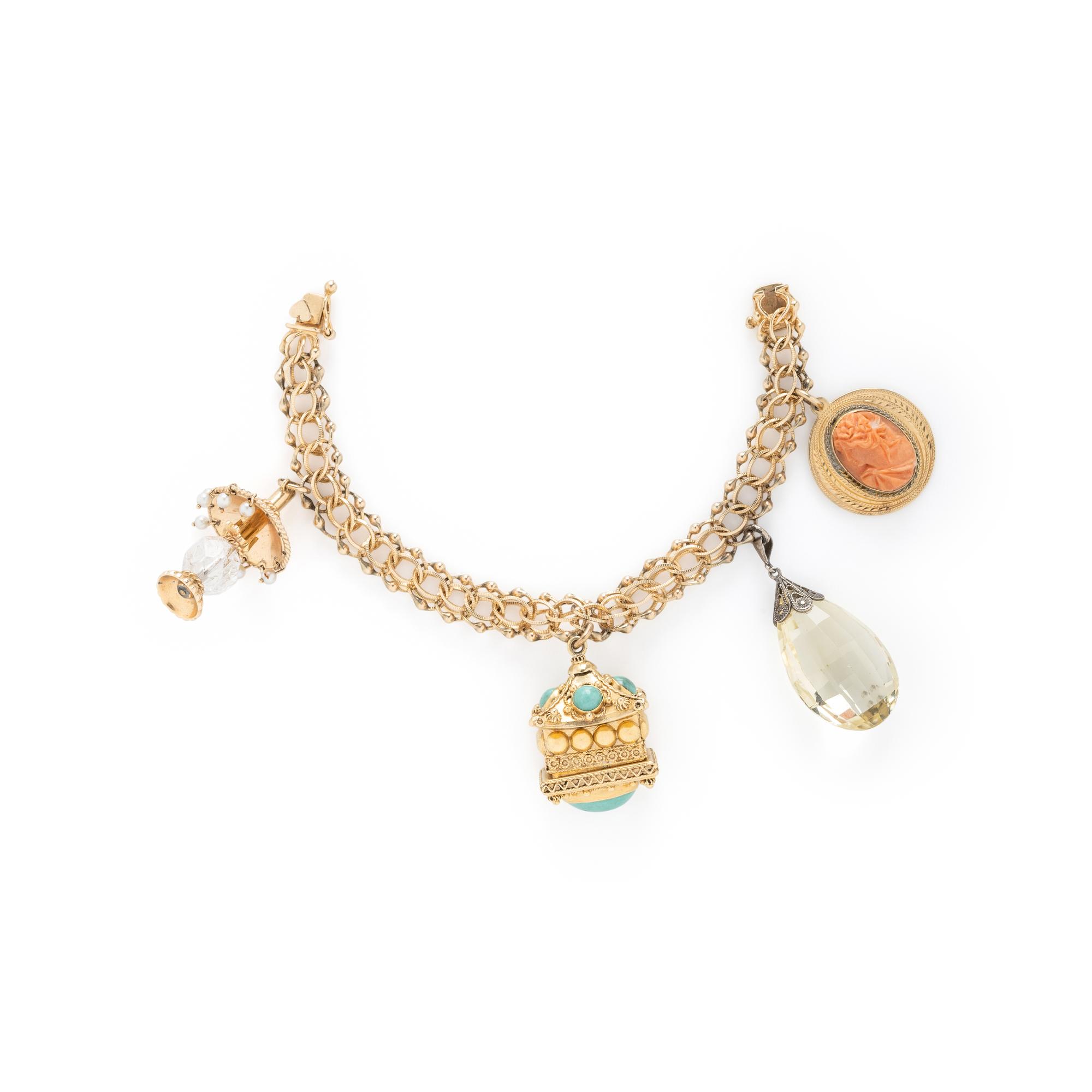 YELLOW GOLD AND MULTIGEM CHARM BRACELET