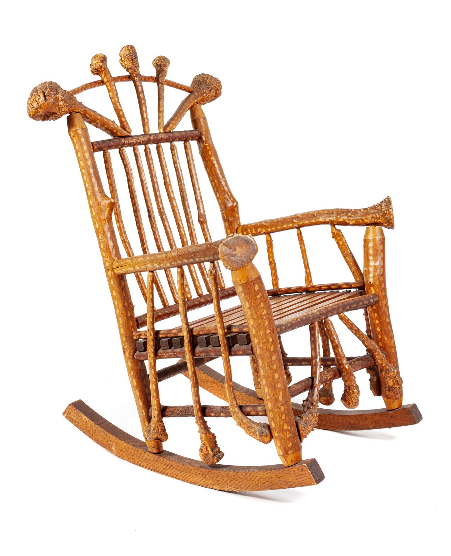 Adirondack Style Burlwood Rocking Chair