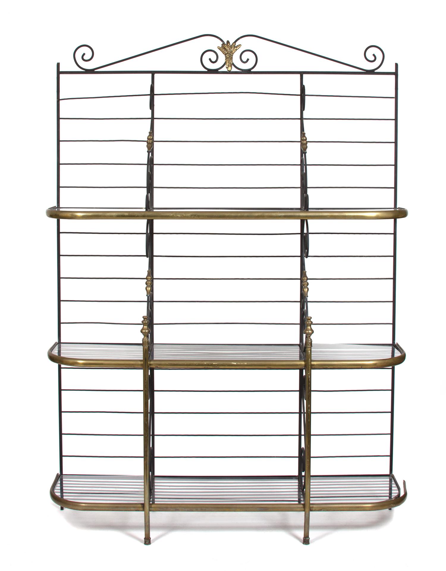 A French Brass and Steel Baker's Rack Height 86 x width 60 x depth 18 inches. — 19TH CENTURY