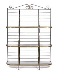 A French Brass and Steel Baker's Rack Height 86 x width 60 x depth 18 inches. — 19TH CENTURY
