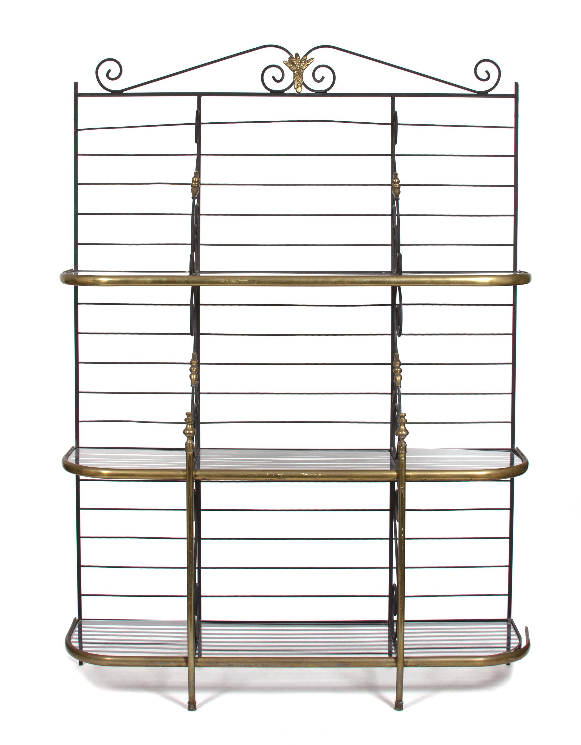 A French Brass and Steel Baker's Rack Height 86 x width 60 x depth 18 inches. — 19TH CENTURY