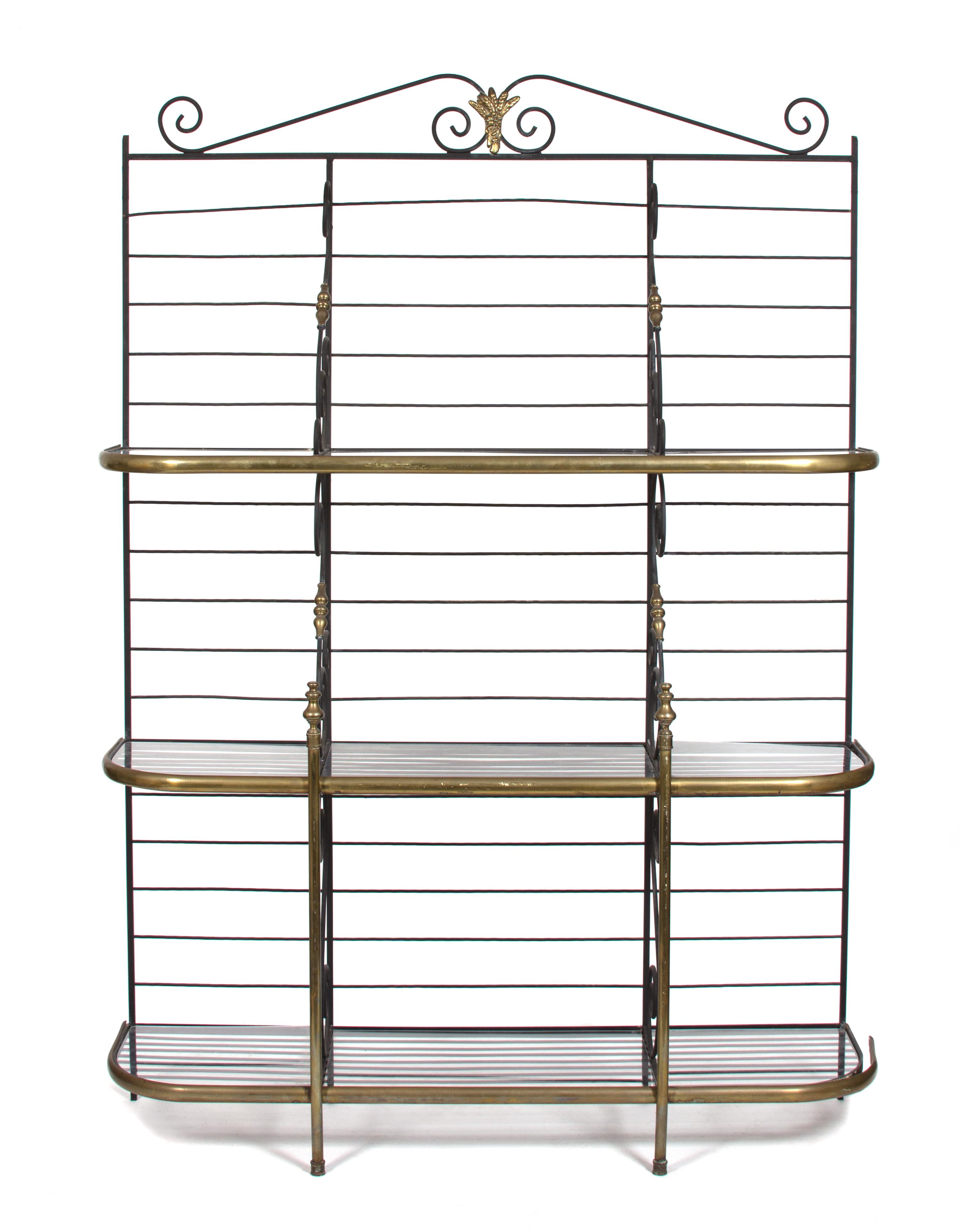 A French Brass and Steel Baker's Rack Height 86 x width 60 x depth 18 inches. — 19TH CENTURY