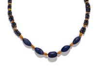 A Western Asiatic Lapis Lazuli and Gold Bead Necklace