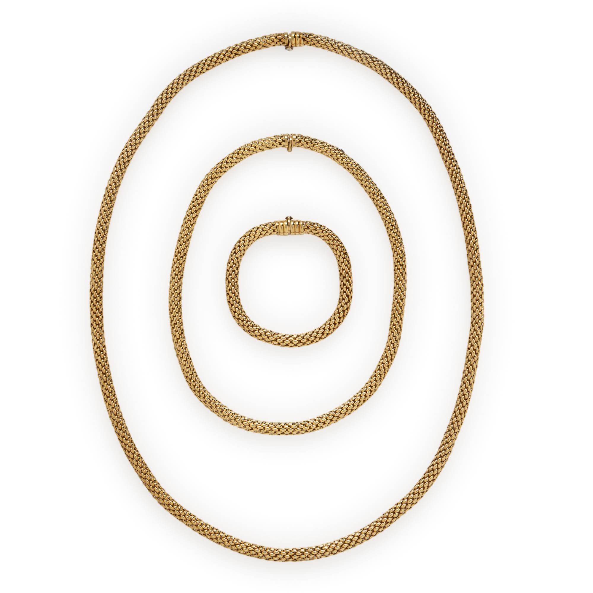 Fope, Collection of Yellow Gold Convertible Necklaces and Bracelet
