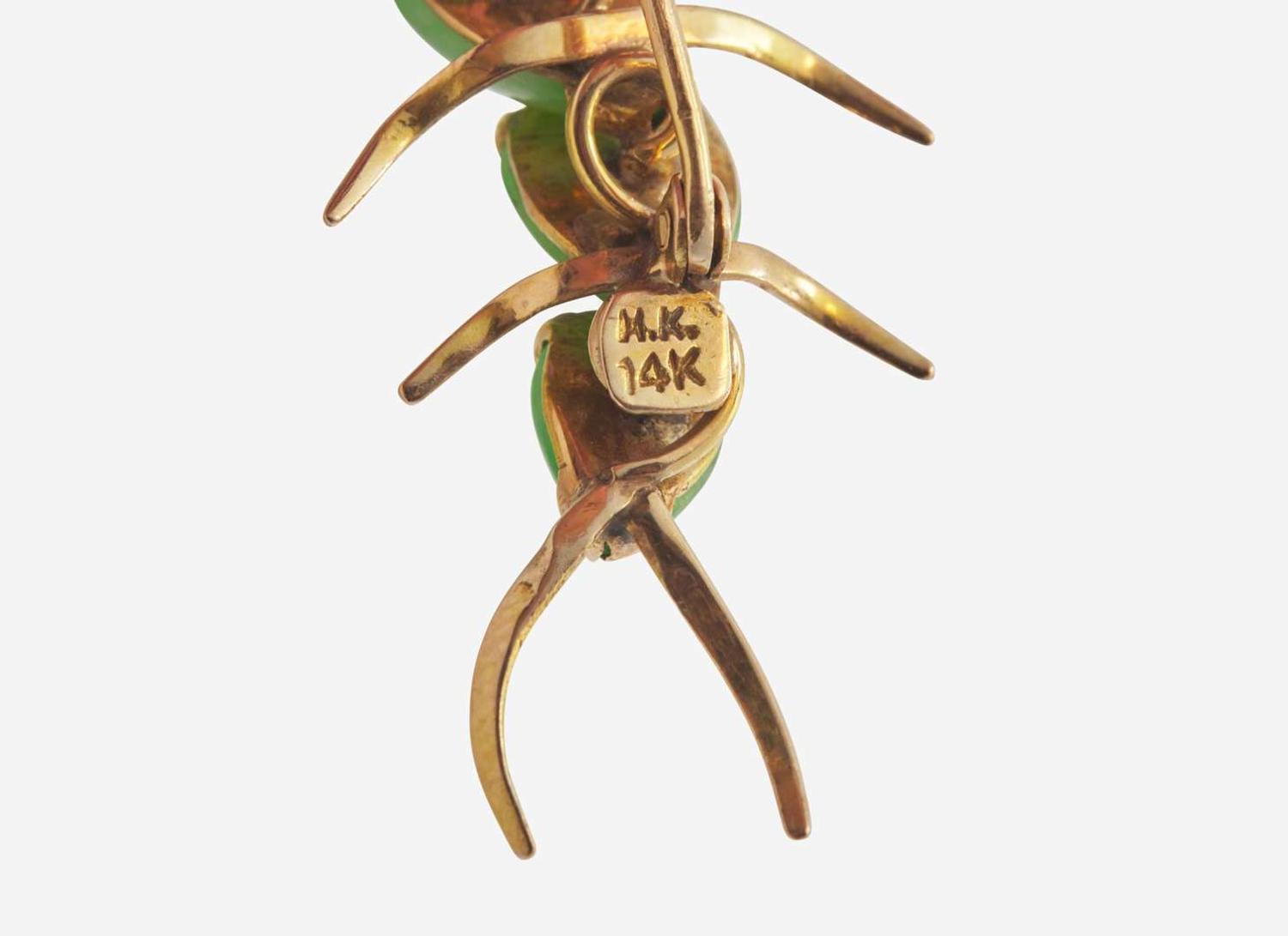 A Set of Two Jade Insect Brooches