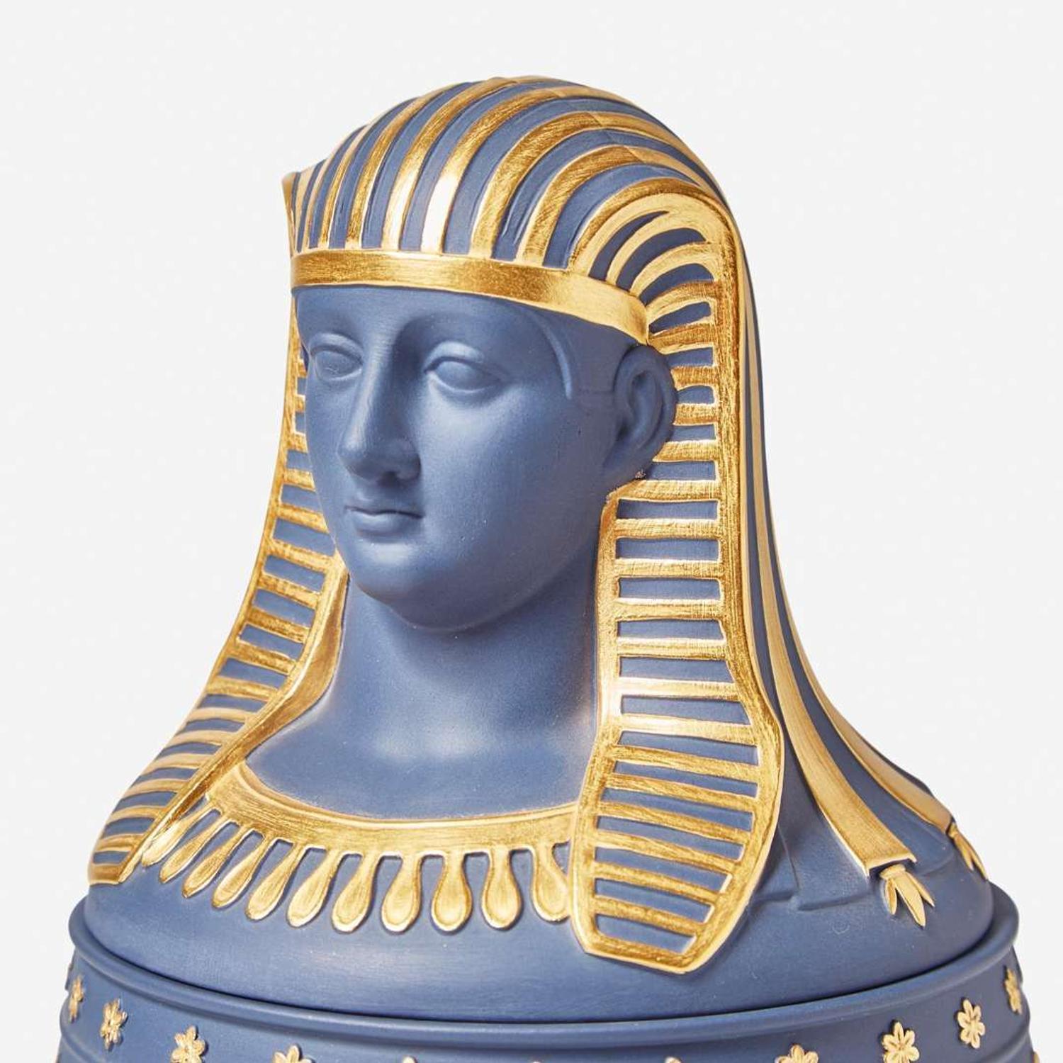 A Wedgwood Portland Blue Jasperware Genius Collection Canopic Jar Vase UK, 1997