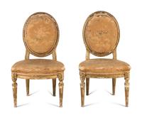 A Pair of Louis XVI Style Giltwood Side Chairs