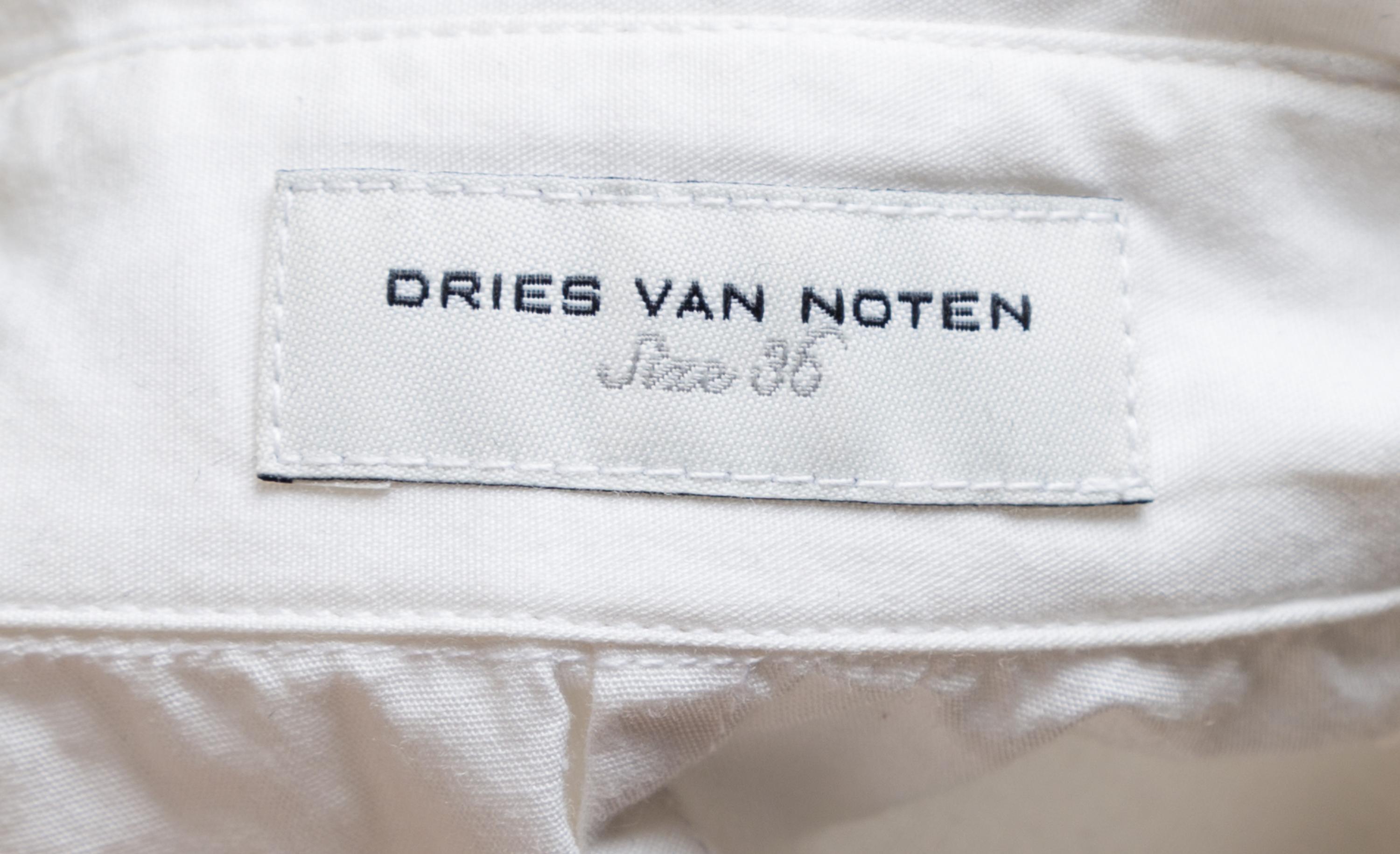 A Dries Van Noten White Cotton Sleeveless Dress, Size 36.