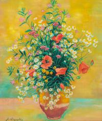 Andre Vignoles, (French, b. 1920), Still Life of Poppies and Wild Flowers