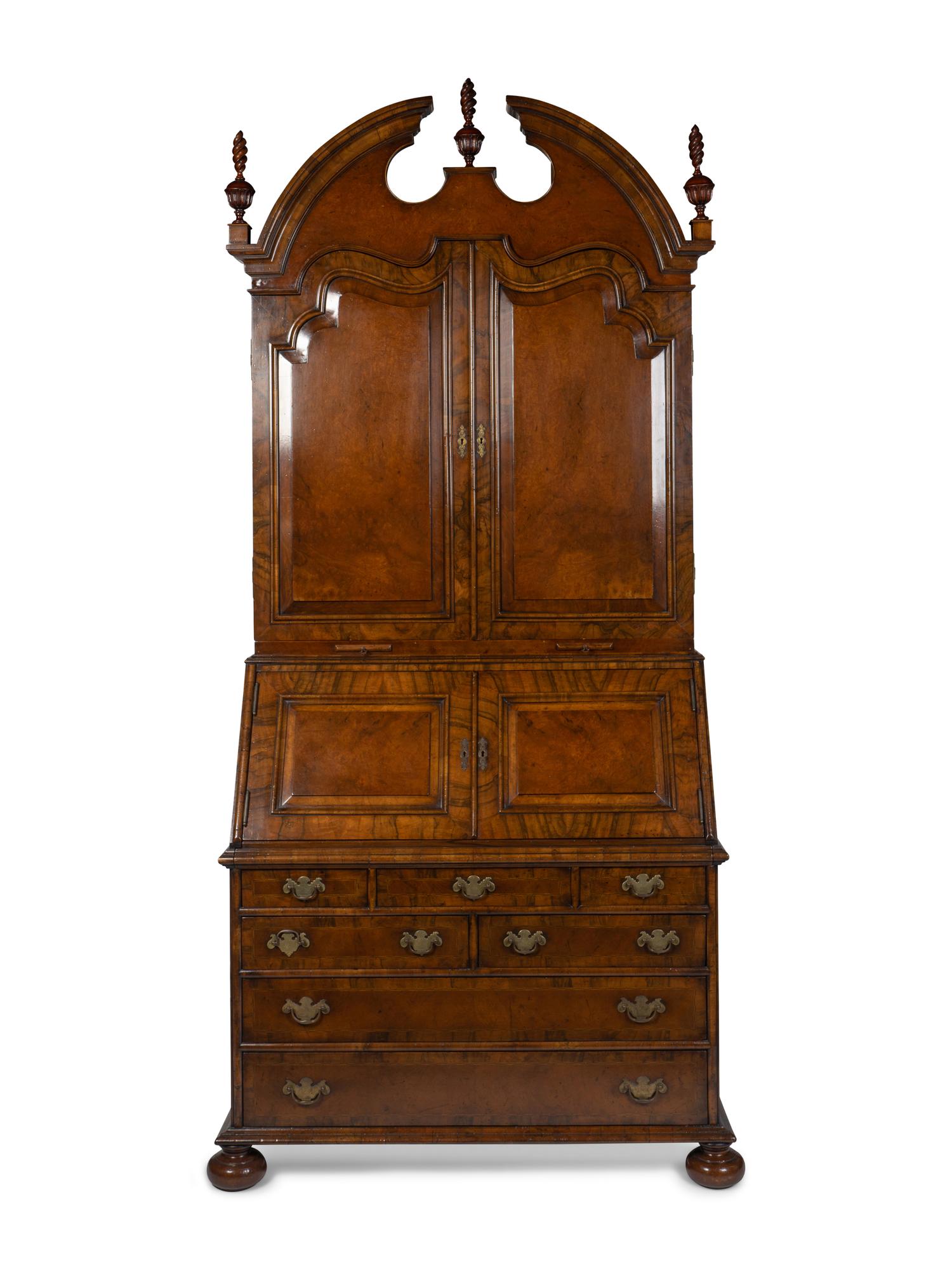 A George II Style Walnut Secretary Bookcase — 20TH CENTURY