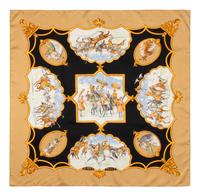 Five Designer Scarves: Three Hermès, One Ferragamo, and One Cartier, 1980-2000s