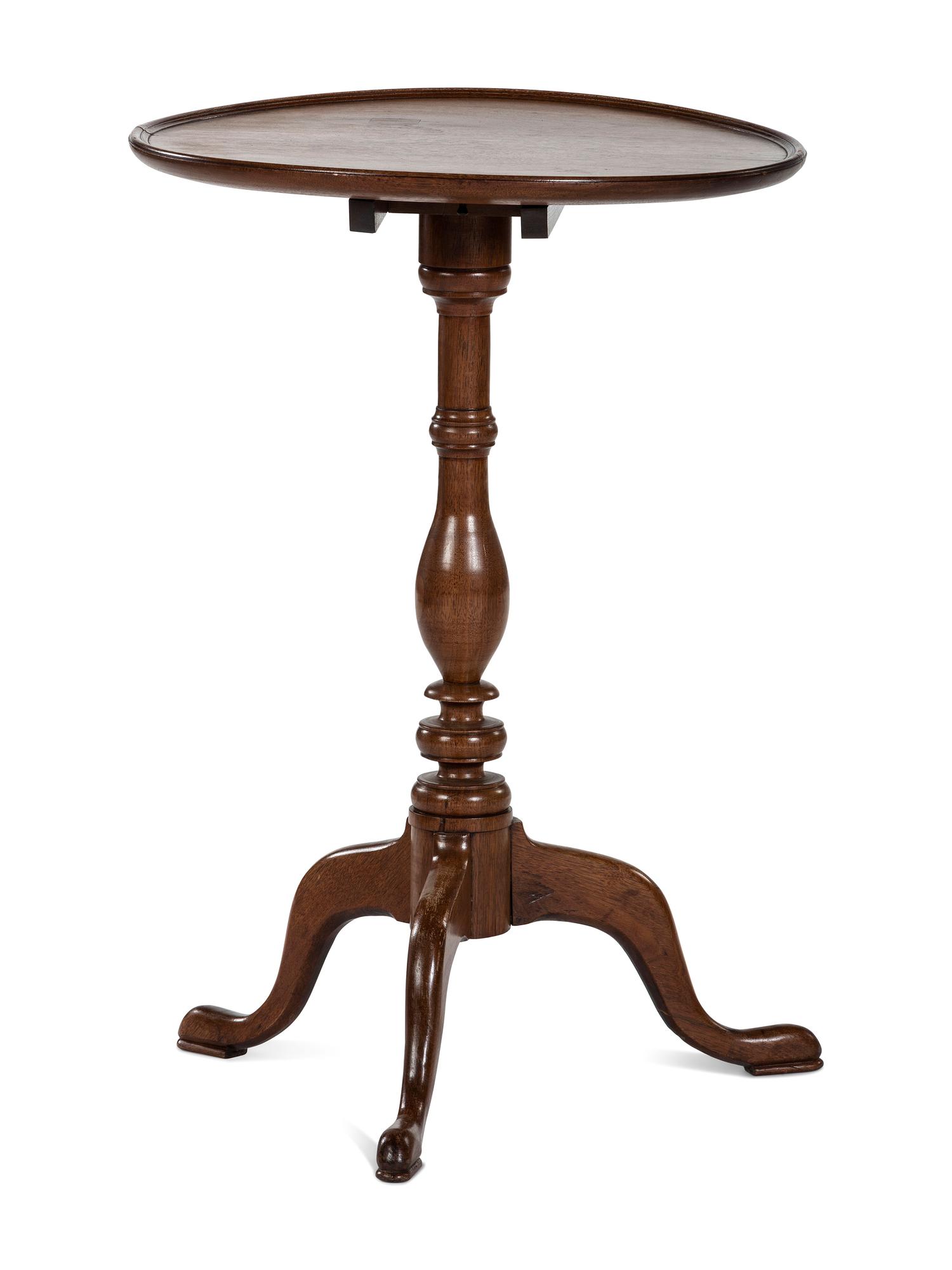 A Chippendale Walnut Dished and Tilt Top Candlestand