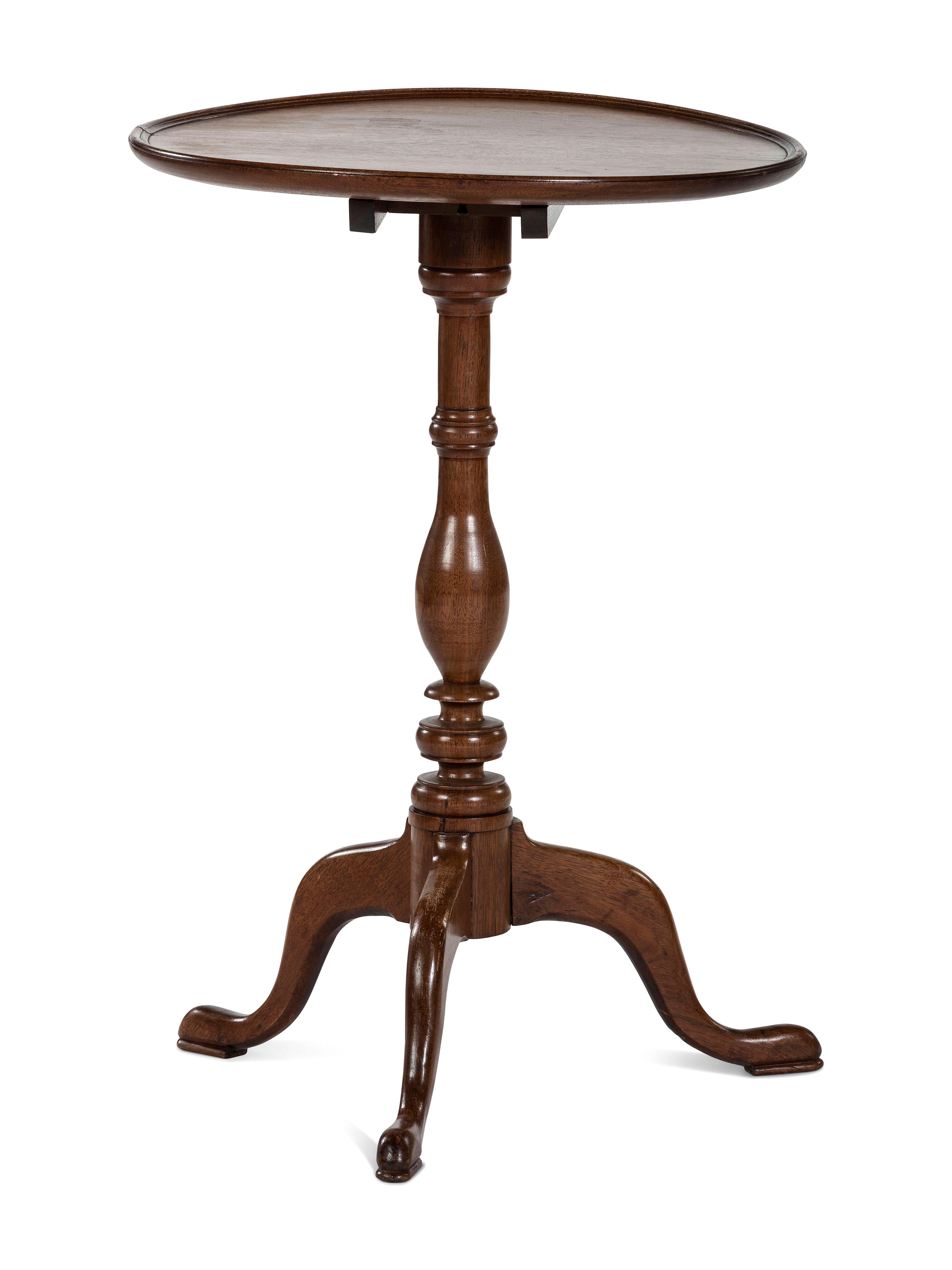 A Chippendale Walnut Dished and Tilt Top Candlestand
