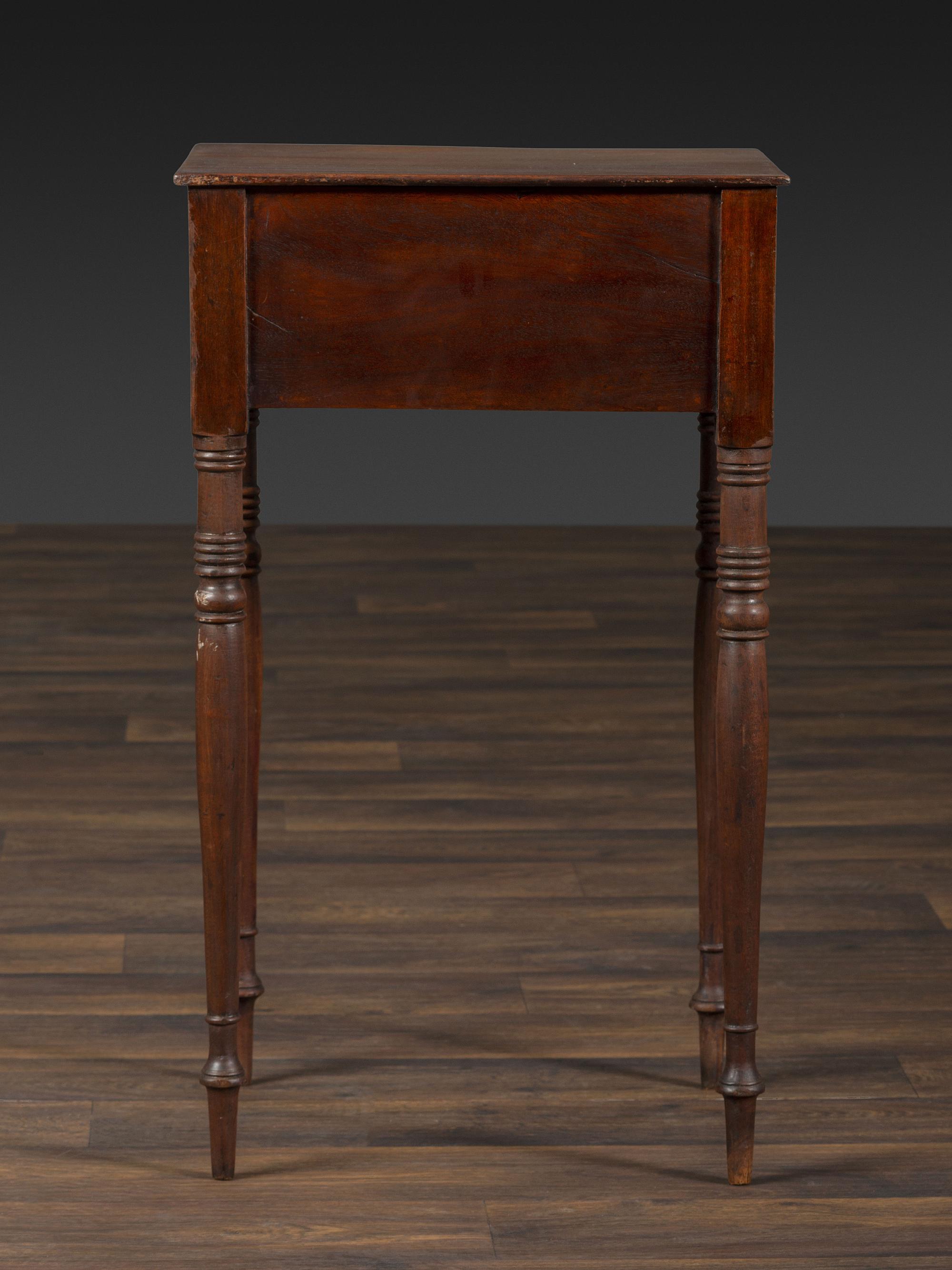 A Federal Turned and Figured Mahogany Two-Drawer Work Stand