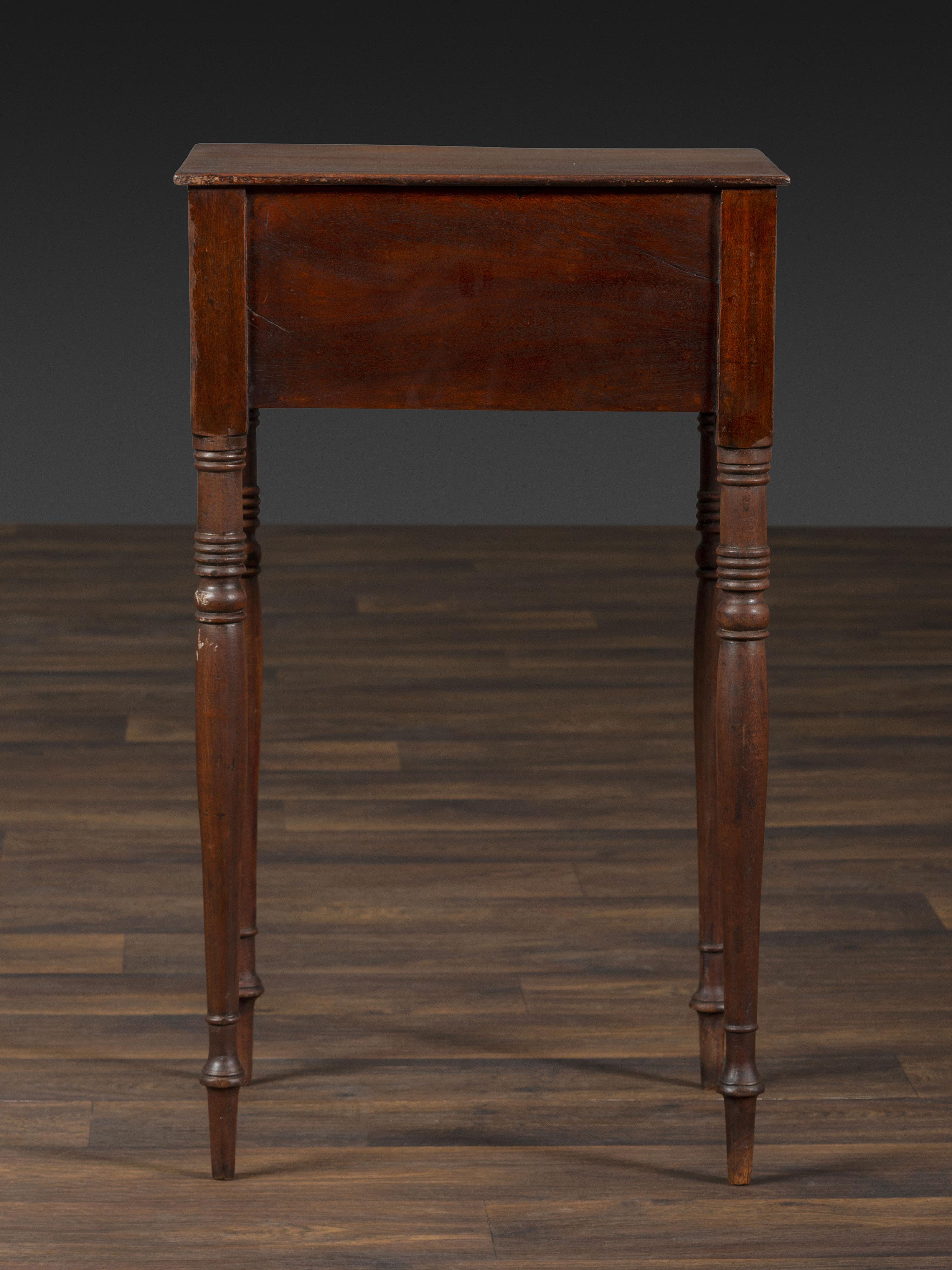 A Federal Turned and Figured Mahogany Two-Drawer Work Stand