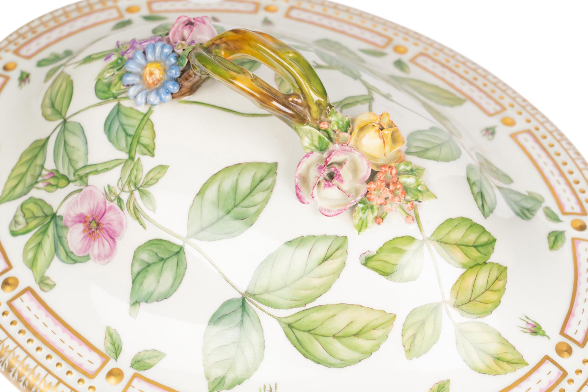 A Royal Copenhagen Flora Danica Porcelain Tureen and Stand